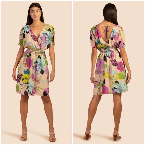 TRINA TURK Marvelous Dress Grand Garden Georgette Botanical Floral